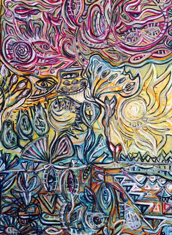 'Sun Ladder' A pastel drawing by Kristina Lee - Size: 60 x 41cm  drawn in2014
