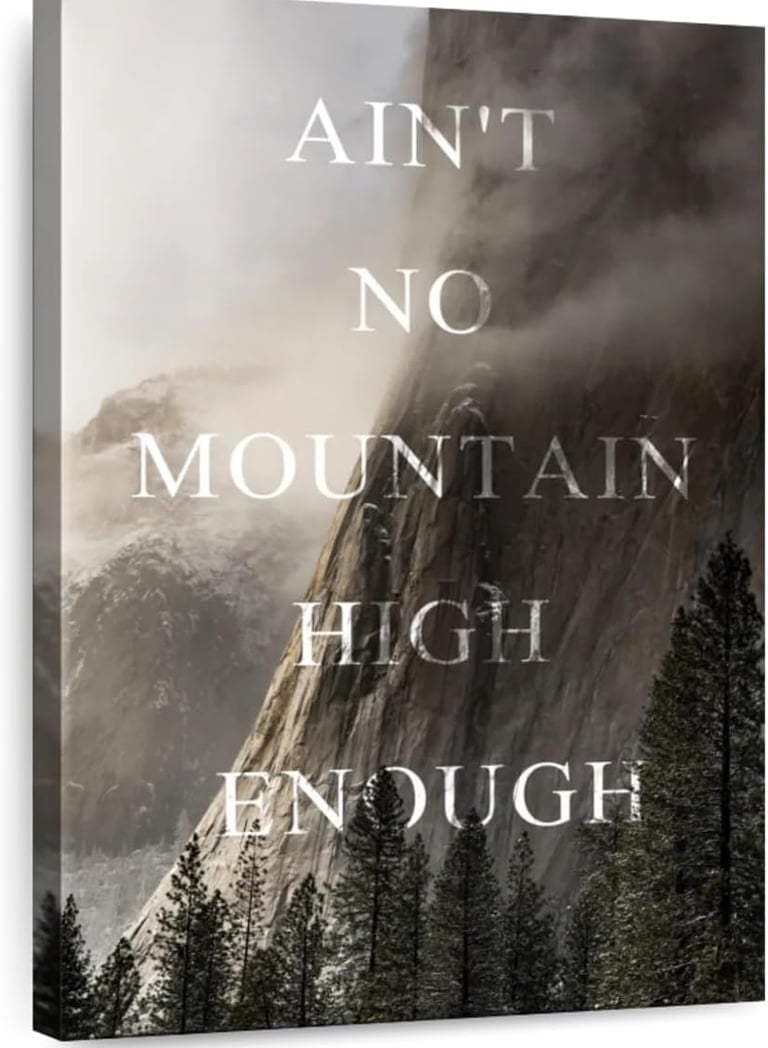 Elephant Stock - Ain't No Mountain High Enough Wall Art - Vertical Canvas Wall Art 