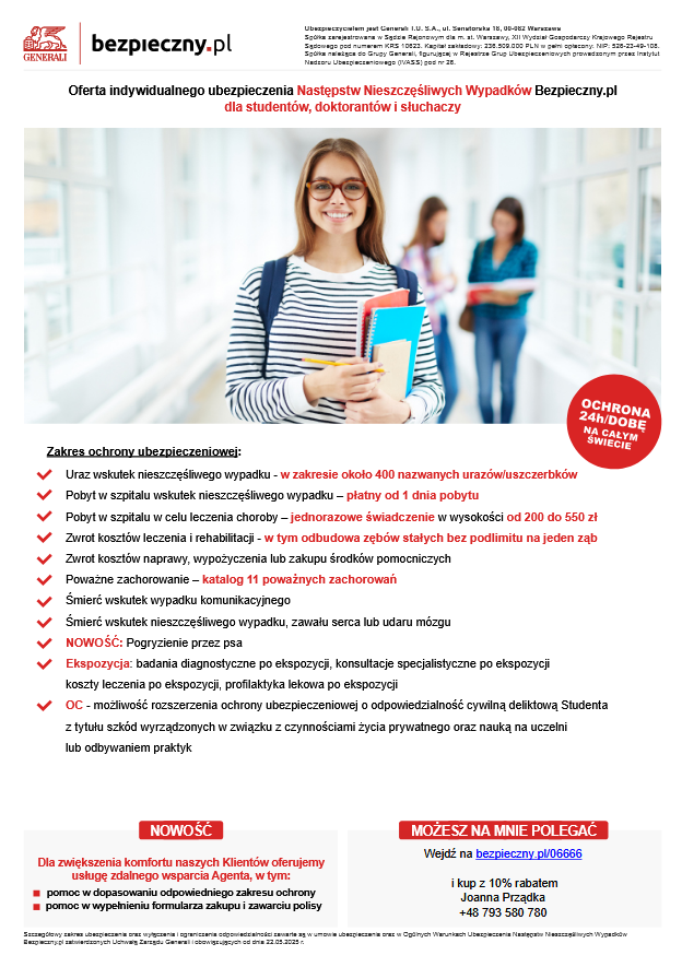 zakres ubezpieczenia nnw dla studenta, obraz nad zakresem kobieta trzymająca książke