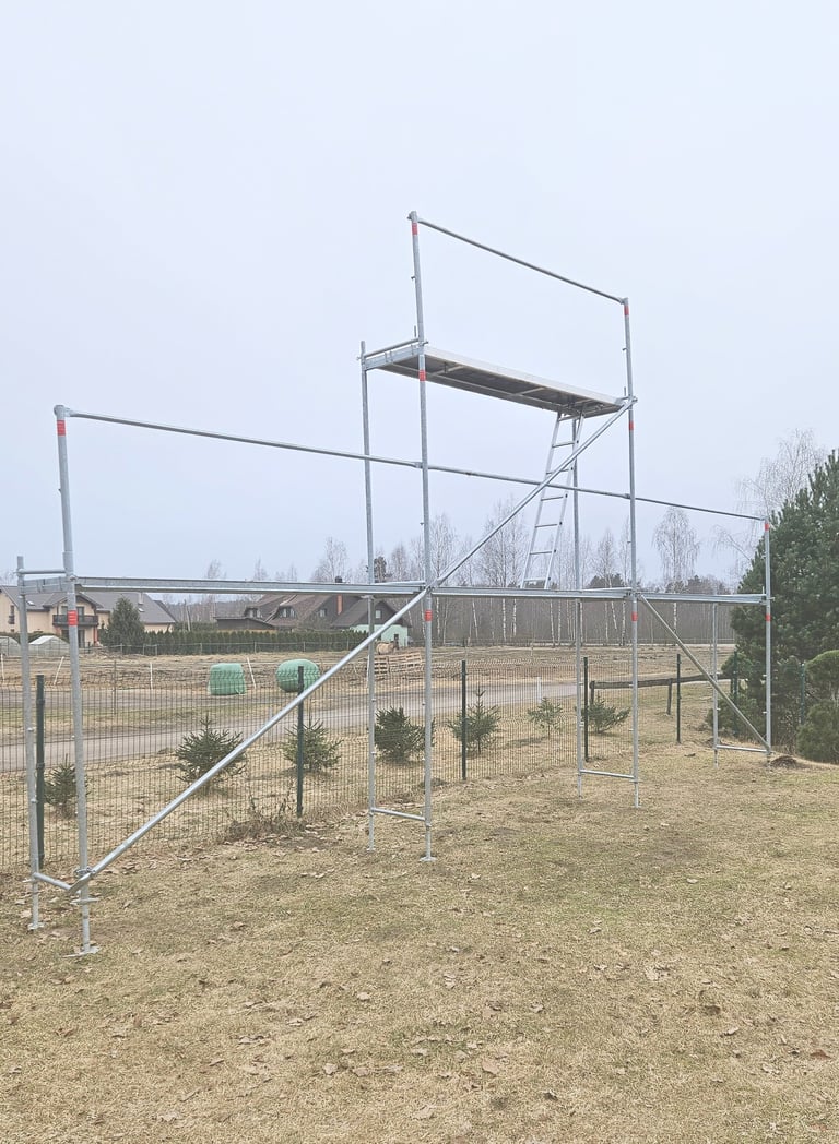 tērauda sastatnes stalazas 9x4.7m