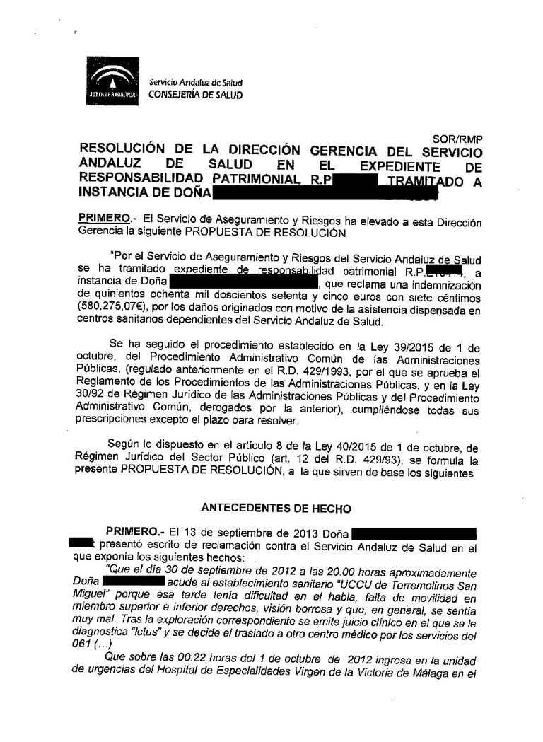 negligencia en el tratamiento de un ictus