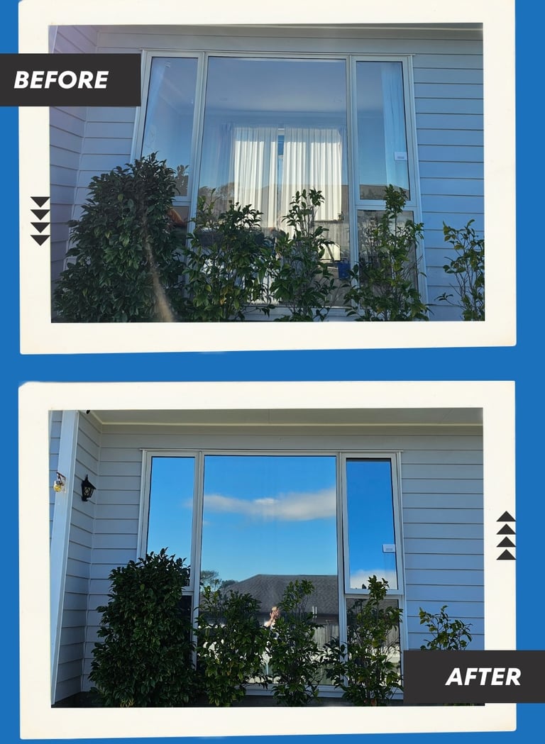 Privacy window tint for street facing home before and after image