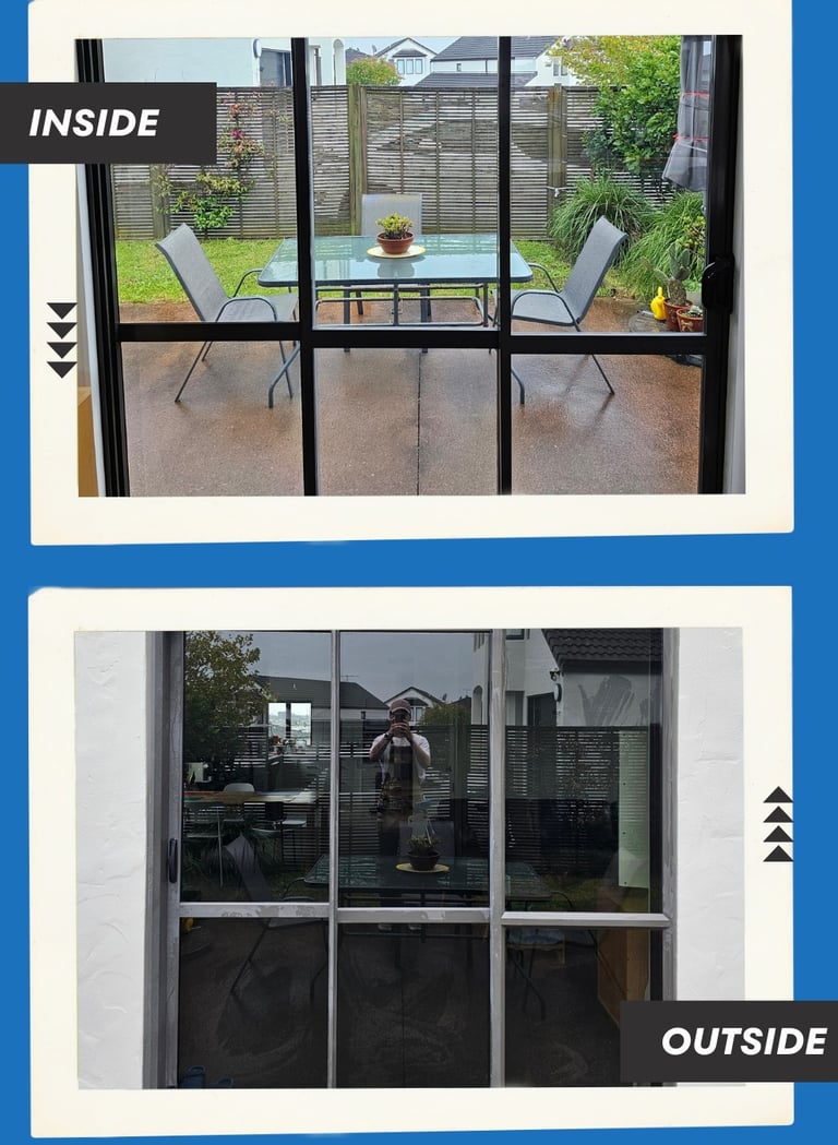 Inside and outside view after installing privacy window tint and film