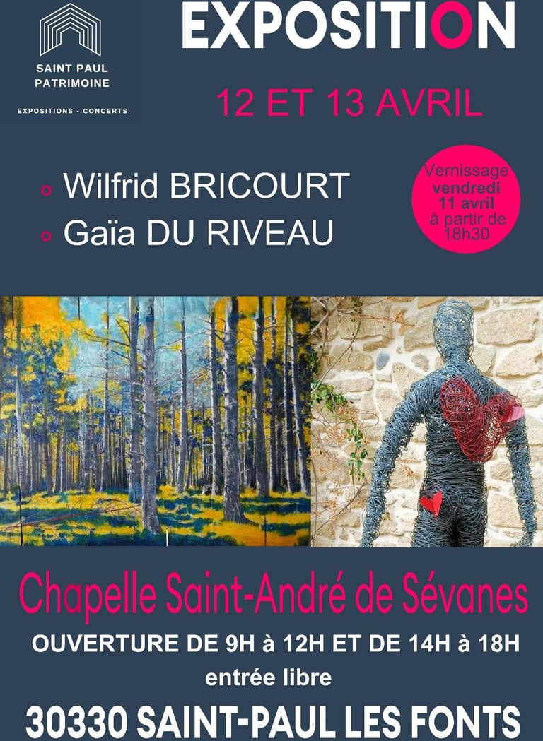 Exposition art Saint-Paul-les-Fonts chapelle Saint-André de Sévanne