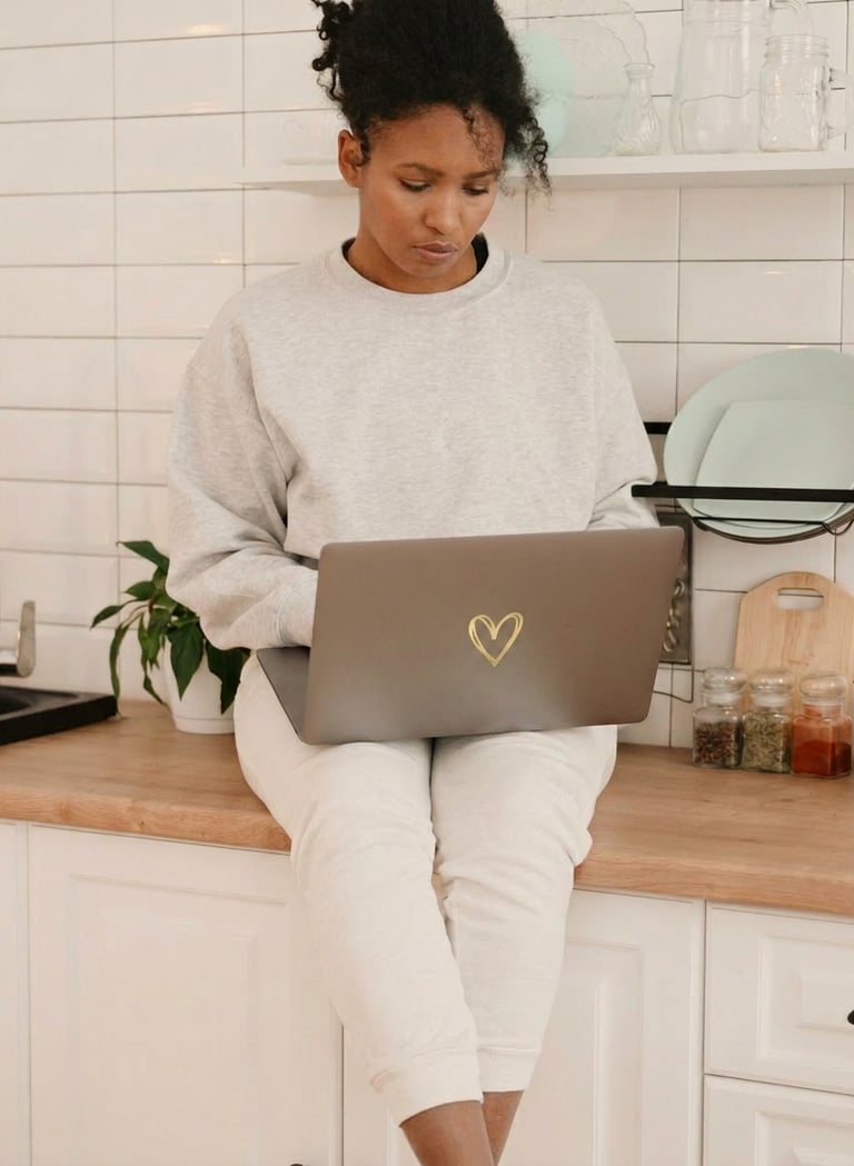 femme assise dans la cuisine