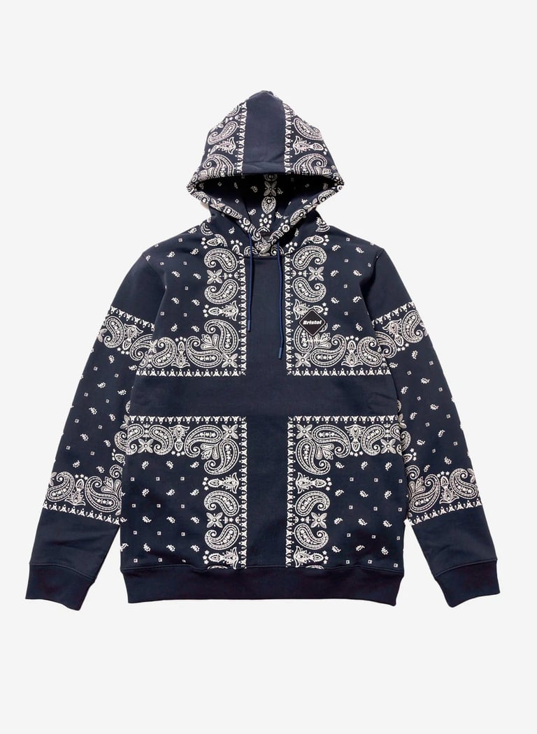 f.c Bristol navy hoodie with bandana pattern