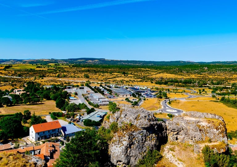 To the right the Motorway and Services area as seen from RocCastel