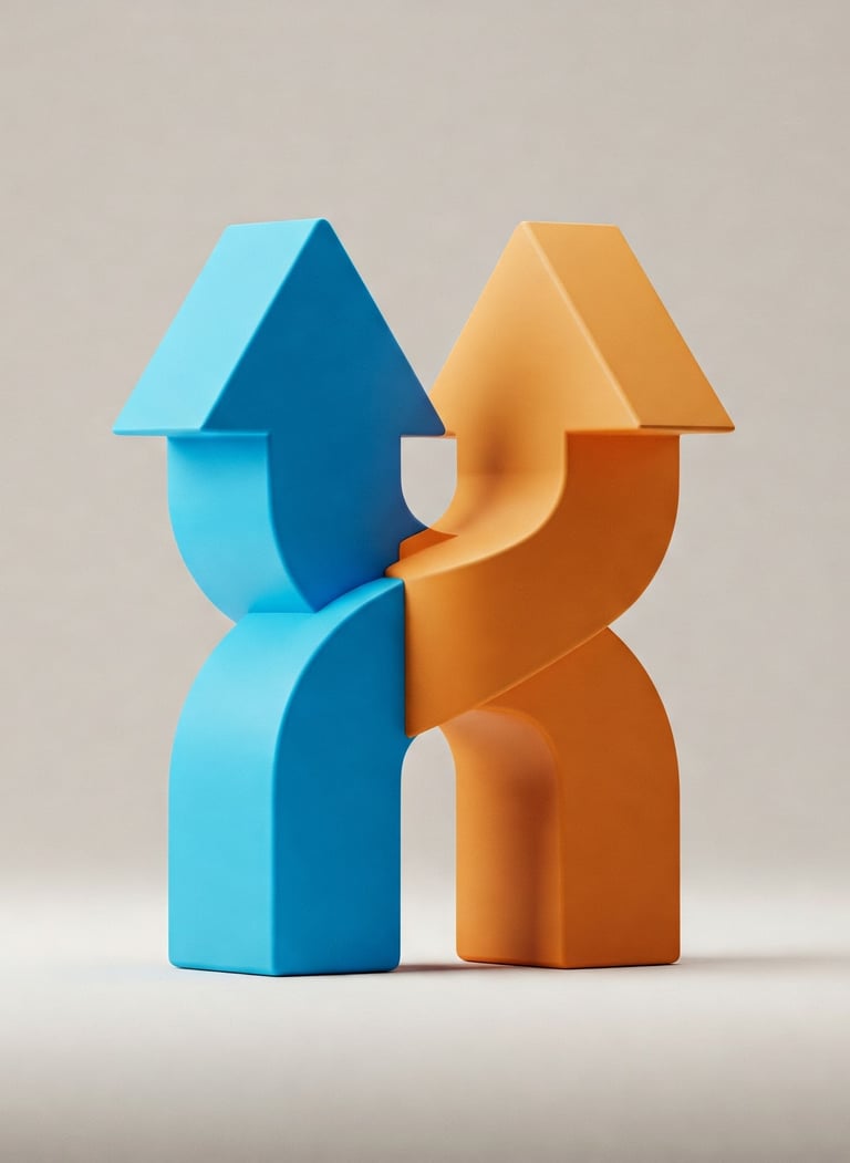 two different colored shapes of a house