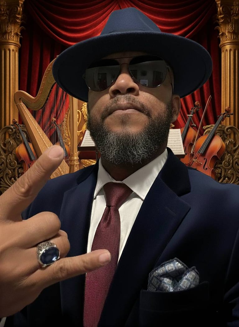 a man in a suit and tie with a ring on his finger