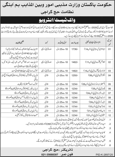 Directorate of Hajj Karachi Jobs 2026 March Clerks, Data Entry Operator, Naib Qasid 