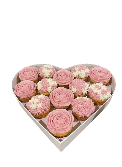 cupcakes in heart box
