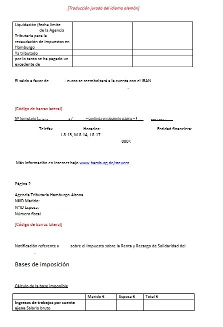 notificacion fiscal alemana, traducción jurada al español, página  2