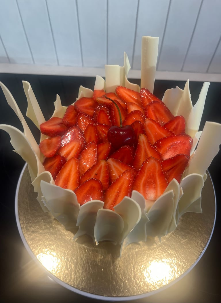 Petit fraisier chocolat blanc