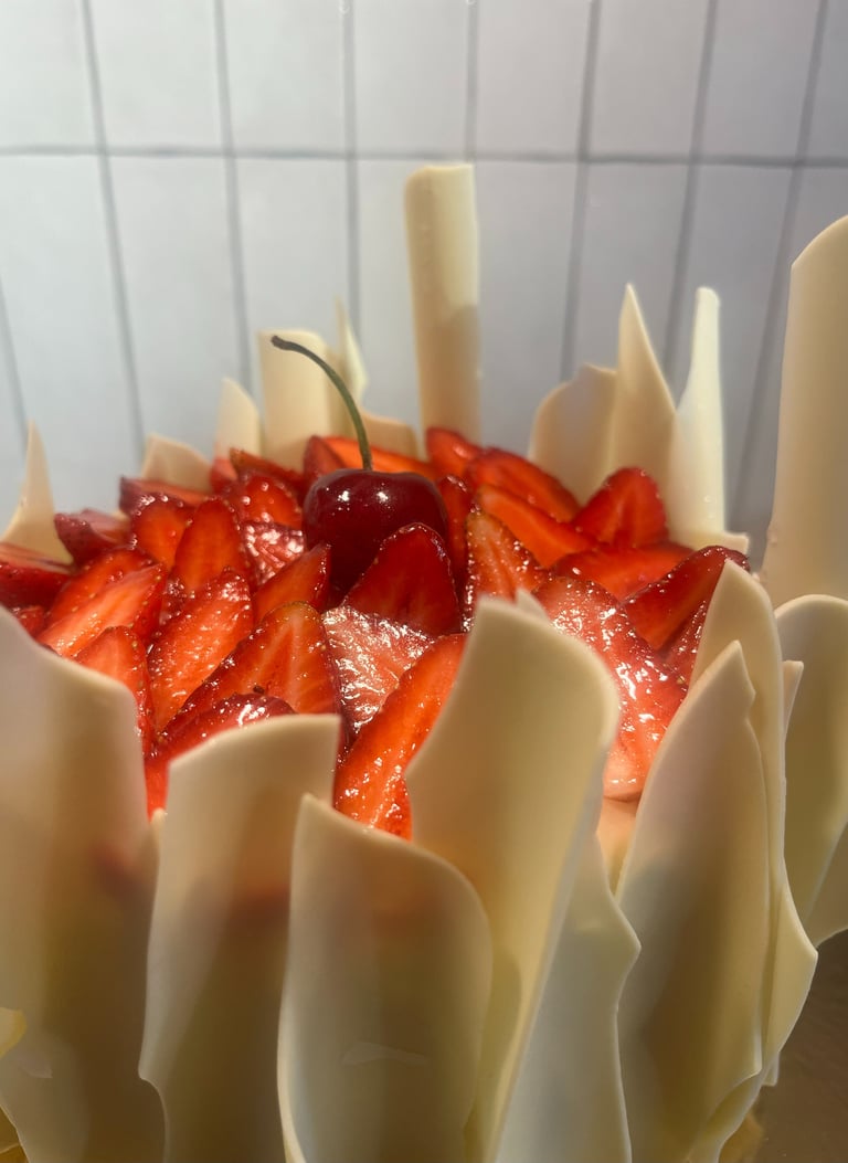 Petit fraisier chocolat blanc