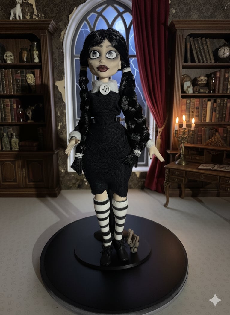 a Wednesday Addams artist doll
