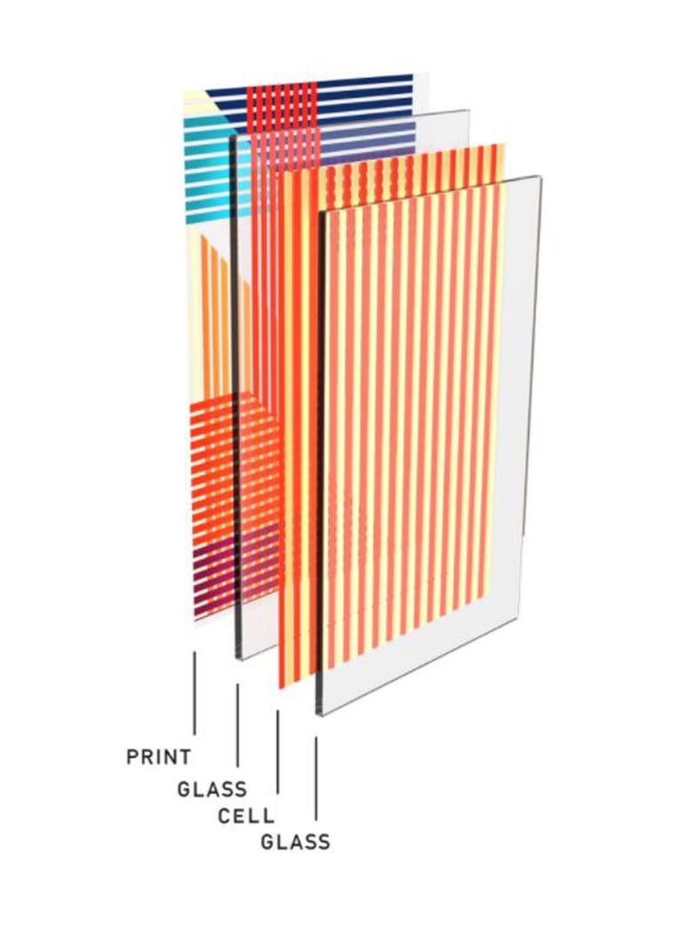 a print of a glass window with a picture of a glass window