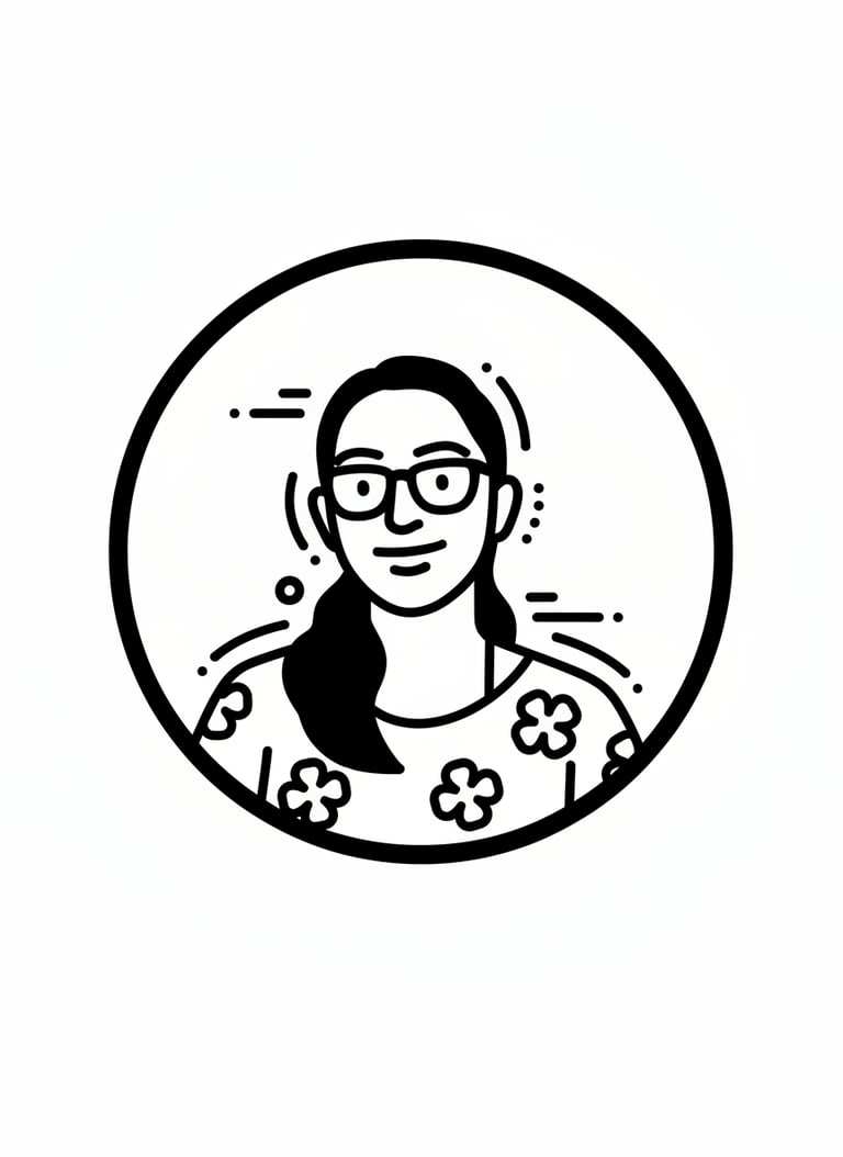 drawing of a woman wearing glasses