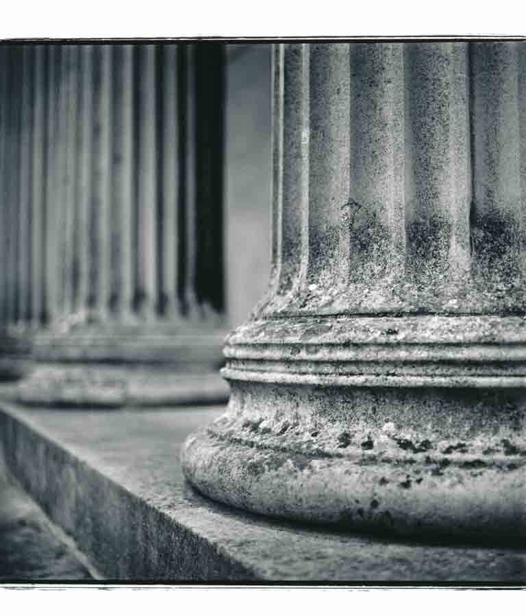 The plinth of the column in London. A silver-gelatine analogue print.