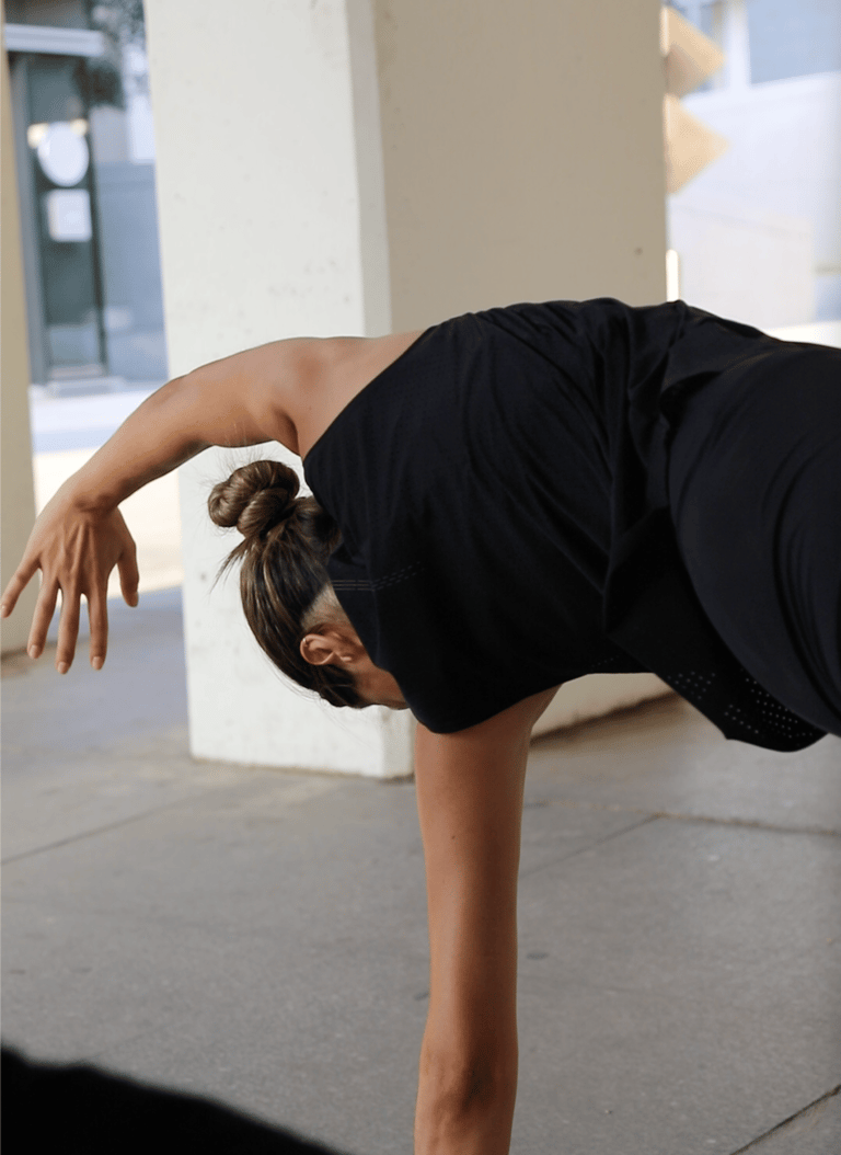 a woman stretching
