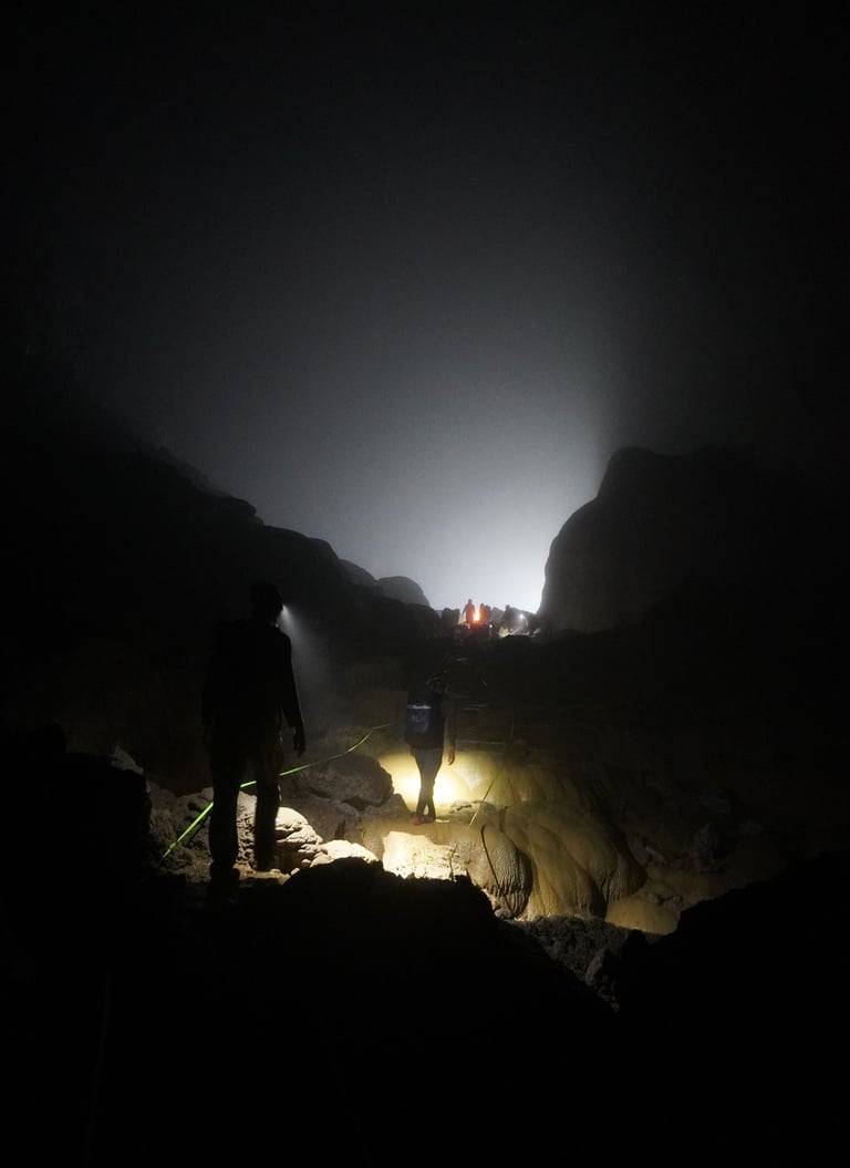 the final push to the exit of hang son doong cave, Vietnam