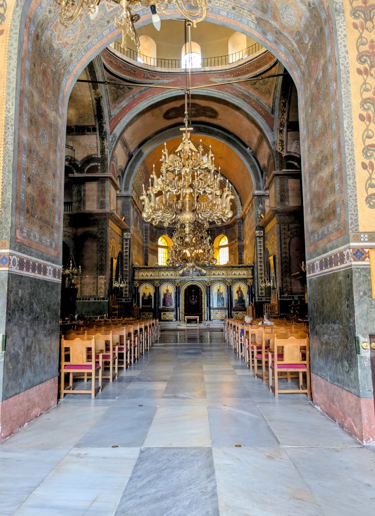 interior entry of the Higia sophia cathedral in Thessaloniki greece