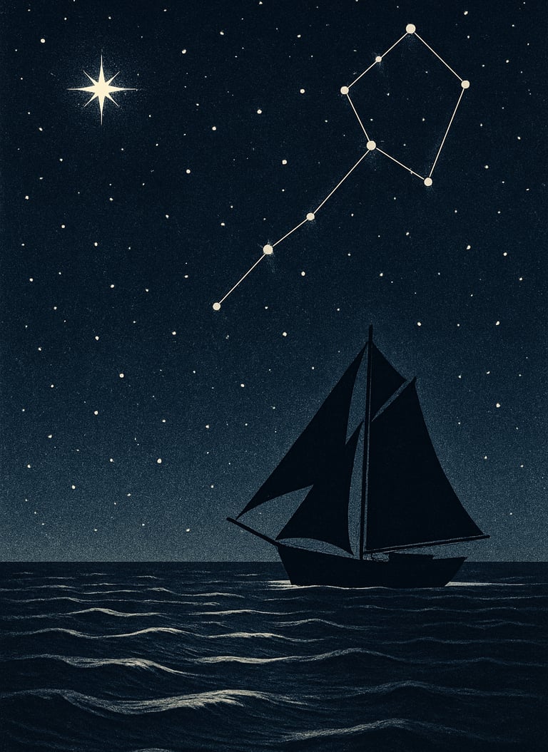 Image of a ship under a starry sky, suggesting the idea of navigation and clarity.