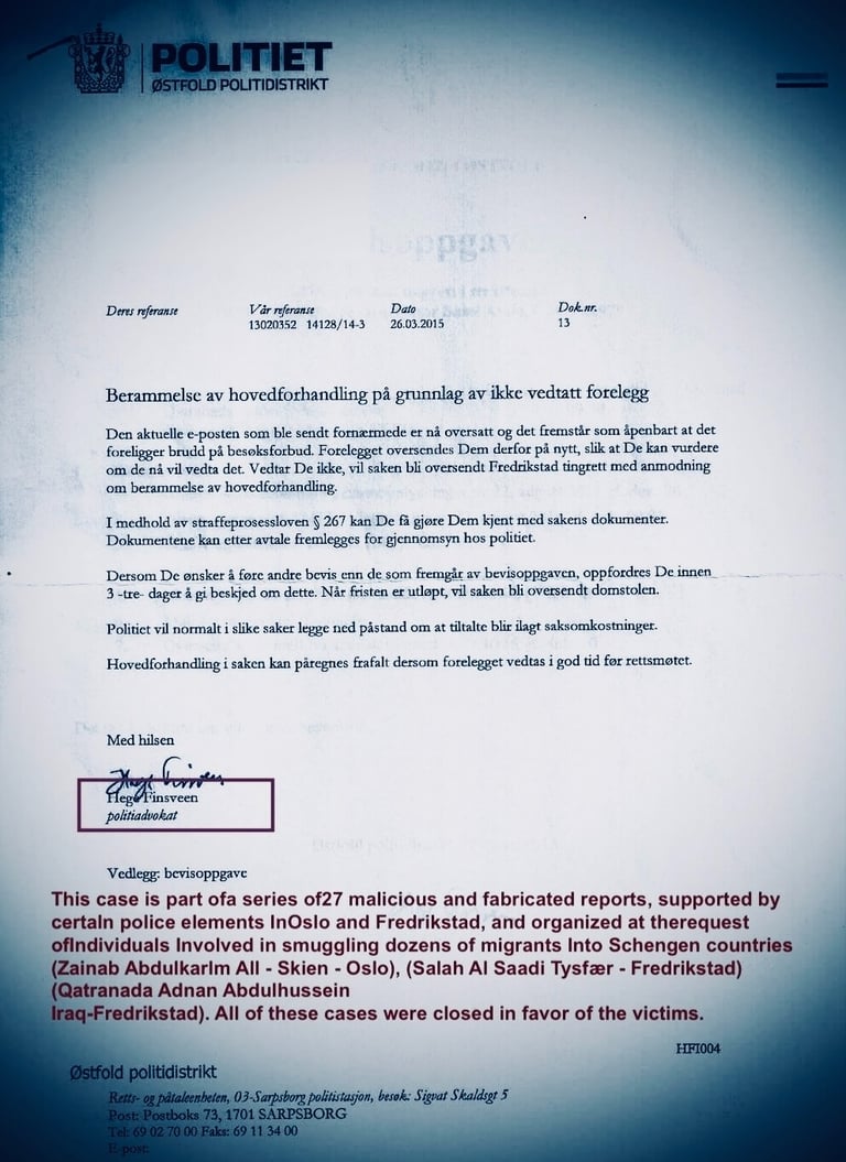 Hege Finsveen, Fredrikstad Politi, Salah al Saadi, Zainab Abdulkarim,Irak,Oslo,Falsk kunstutstilling,Oslo politi