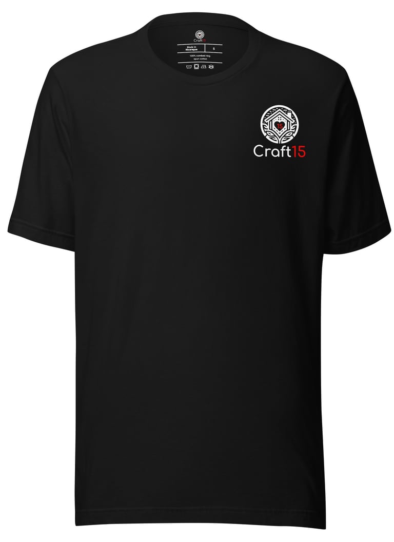Craft15 branded clothing and accessories including t-shirts and hats