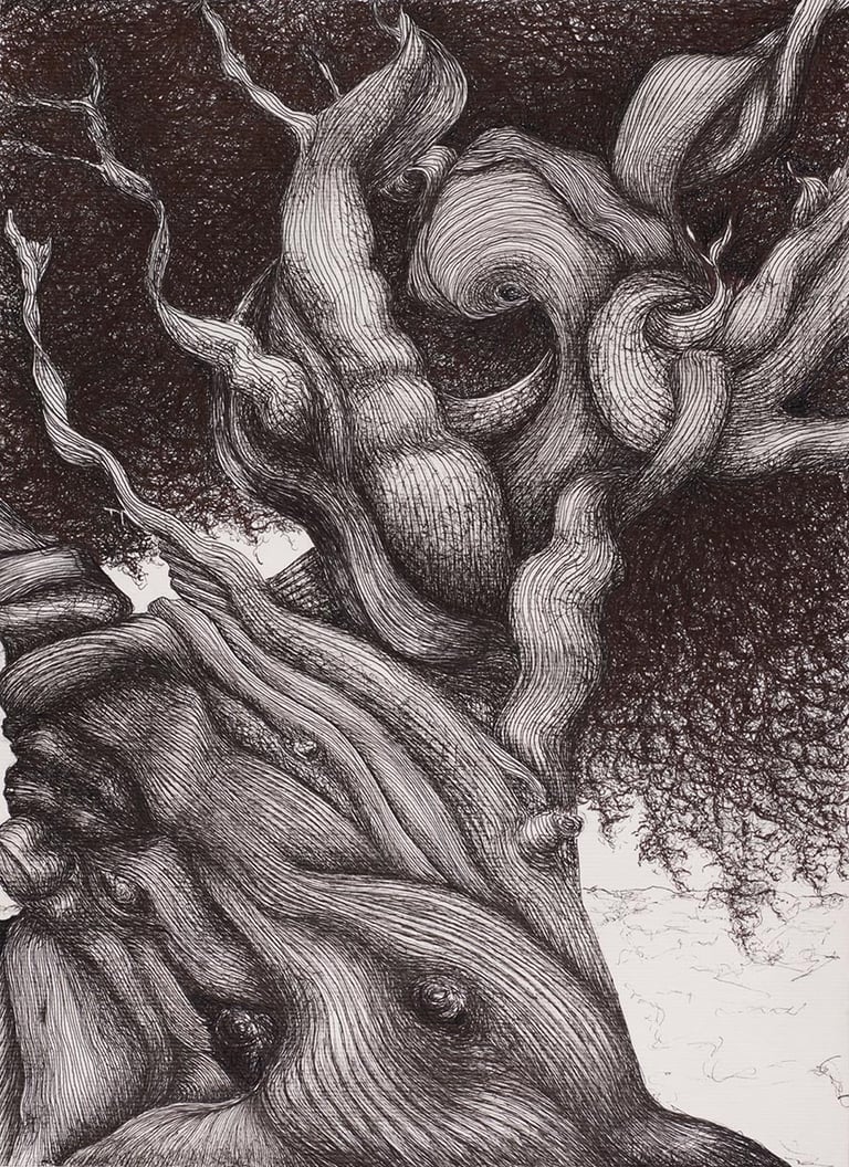 dessin arbre encre noire