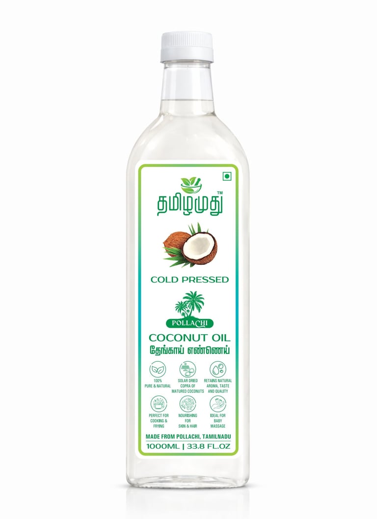 Tamilamuthu Pollachi Coconut Oil 1 Litre Bottle