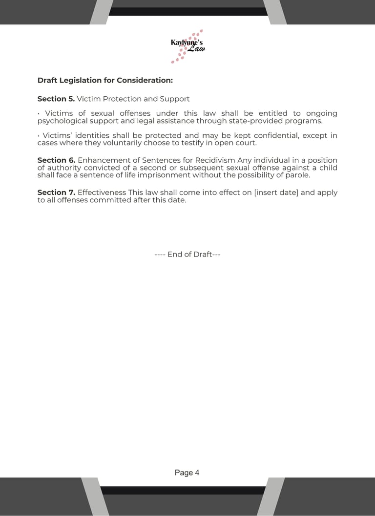 image of letter sent to lawmakers page 4 includes proposed legislation