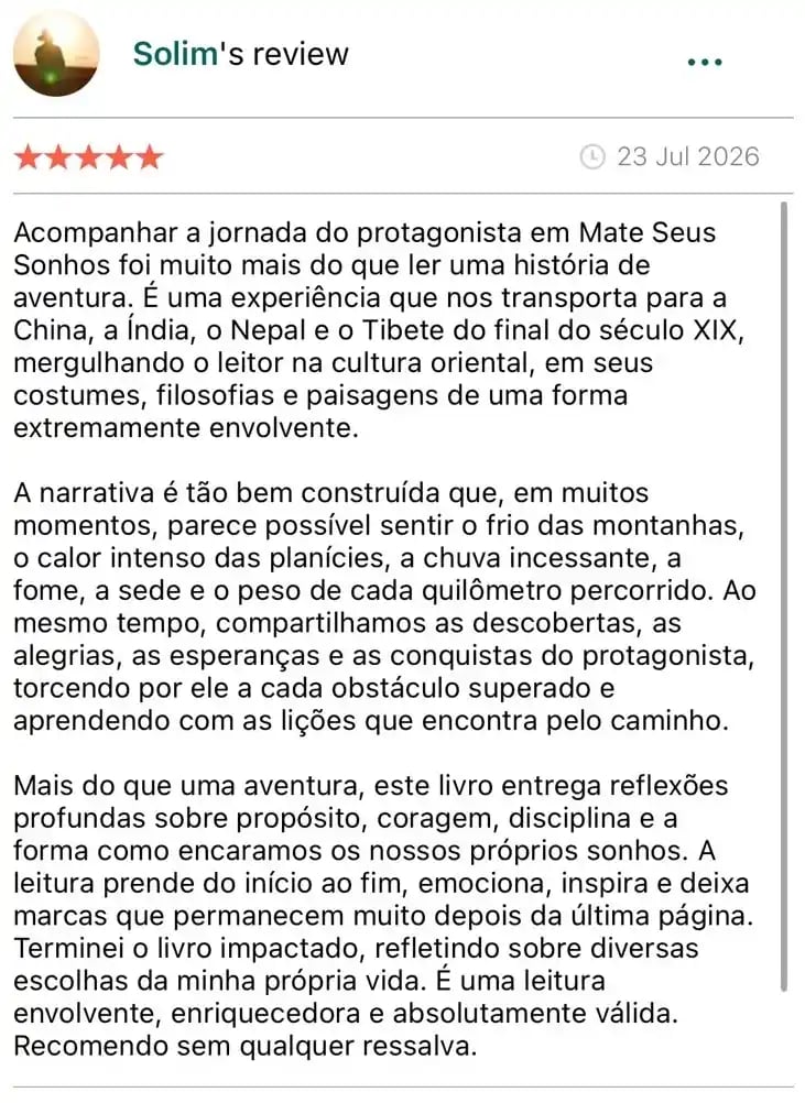 Avaliação Goodreads Livro Mate Seus Sonhos