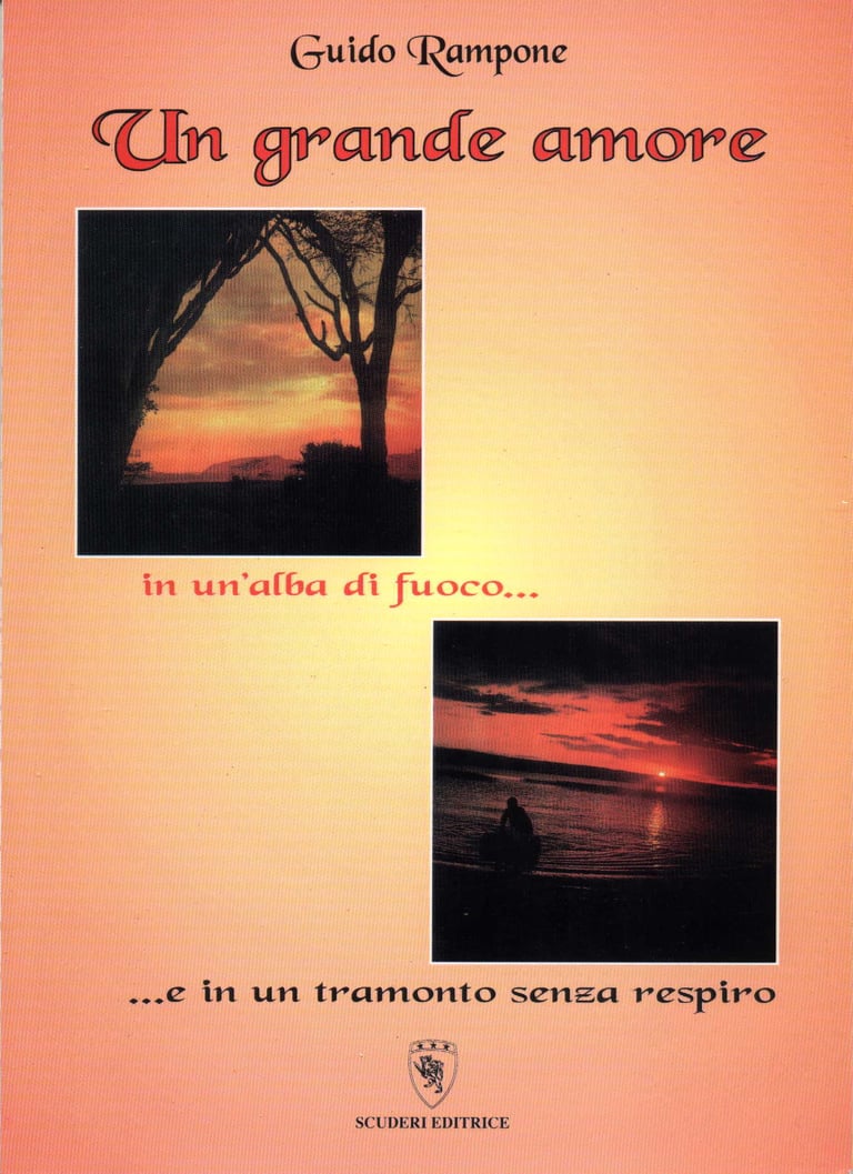Un grande amore book cover by Guido Rampone featuring sunset and sunrise landscape photos.