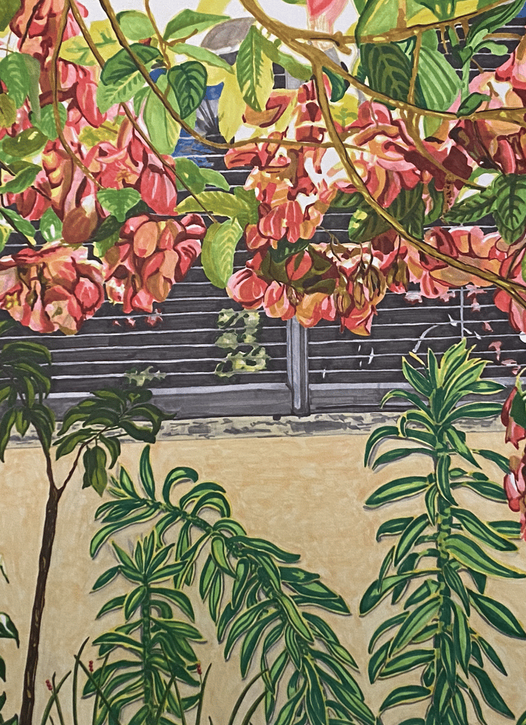 marker drawing of flowering tree