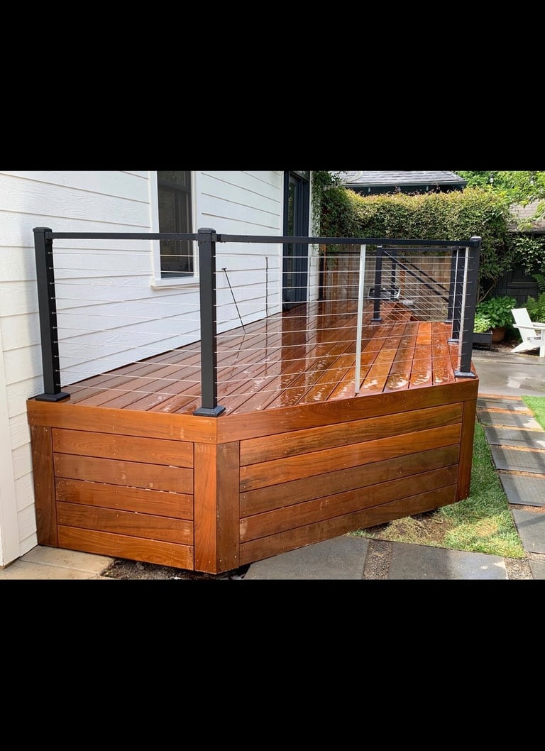 Brazilian hardwood deck with aluminum cable railing 