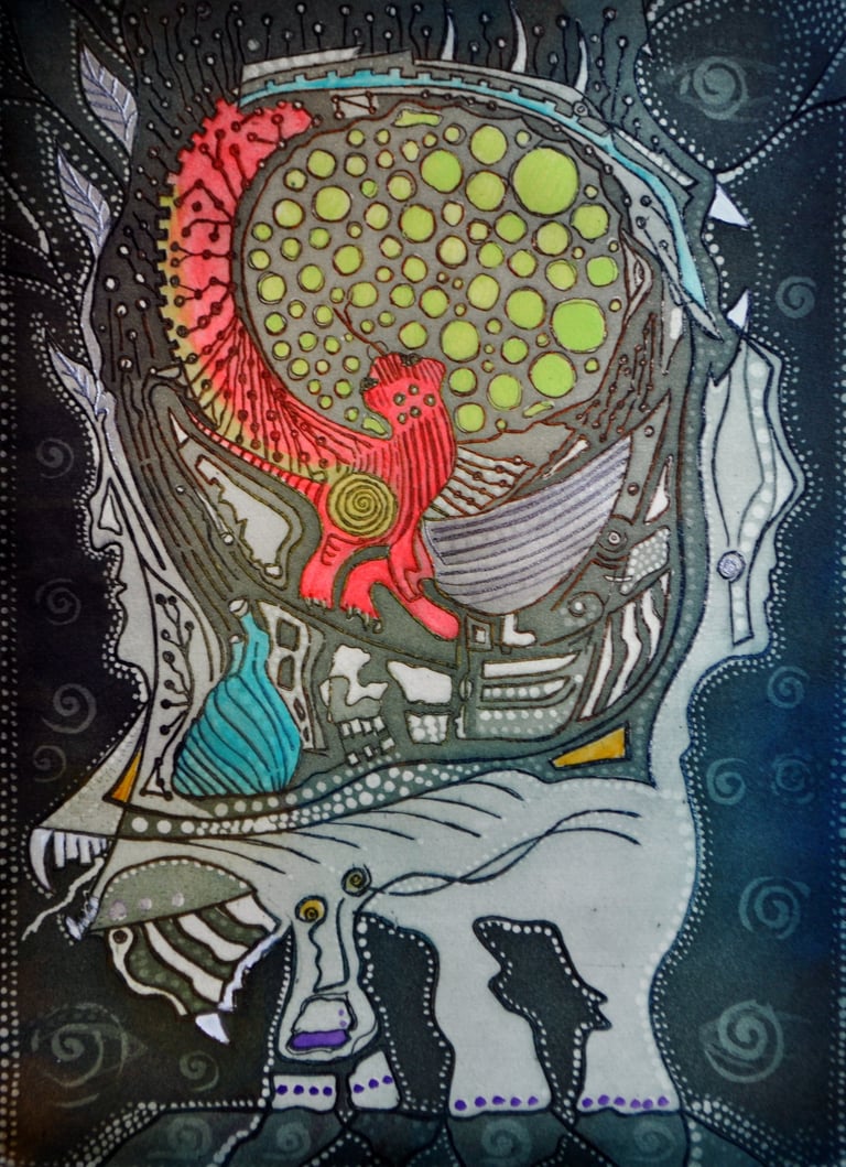 Poligon" Etched Print Watercolour by Kristina Lee, 2012
