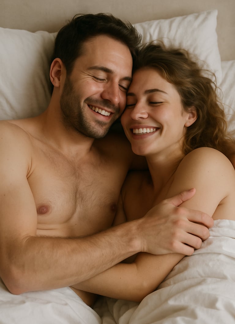 Un couple après l'amour pour la journée mondiale de la santé sexuelle.