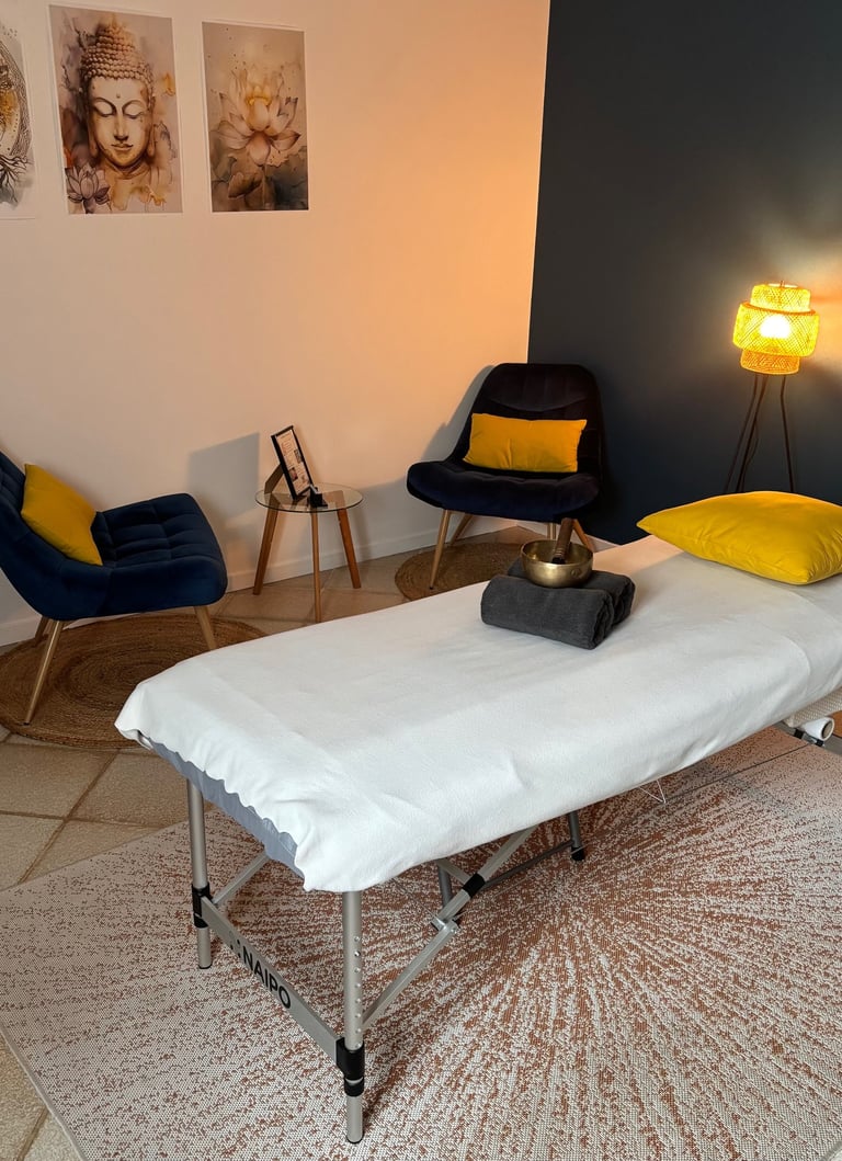 Cabinet de réflexologie plantaire à Marcq, Yvelines - salle de soin zen