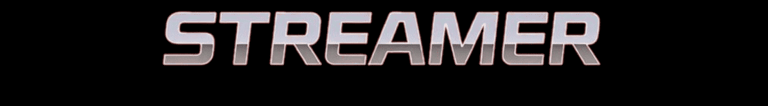 a black and white logo with the word streamer