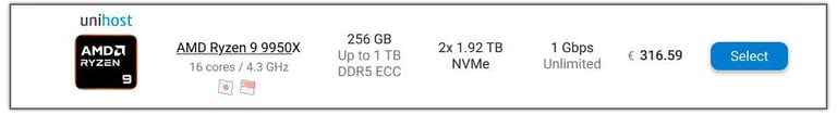 AMD Ryzen 9950X Japan Unihost price