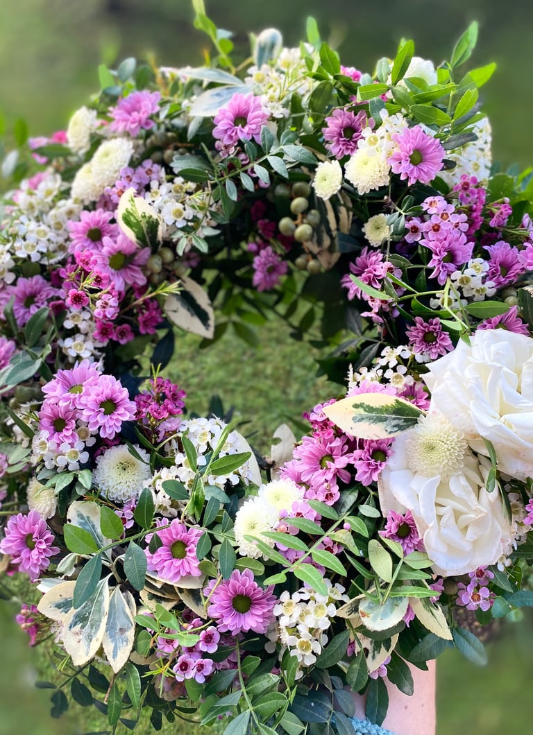 couronne de fleurs fraiches