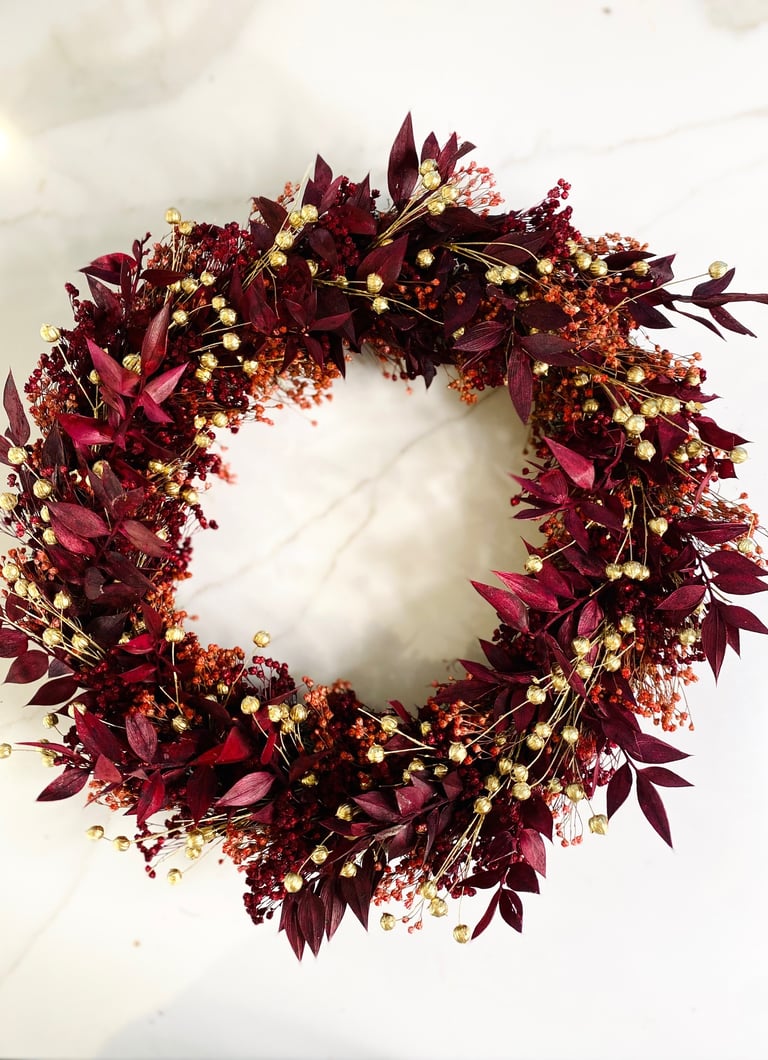 couronne fleurs séchées noël