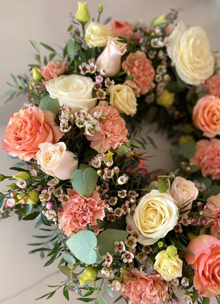 couronne de fleurs fraiches