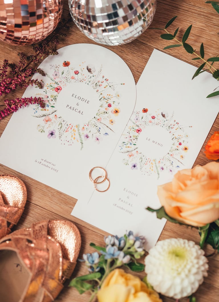 faire-part de mariage coloré