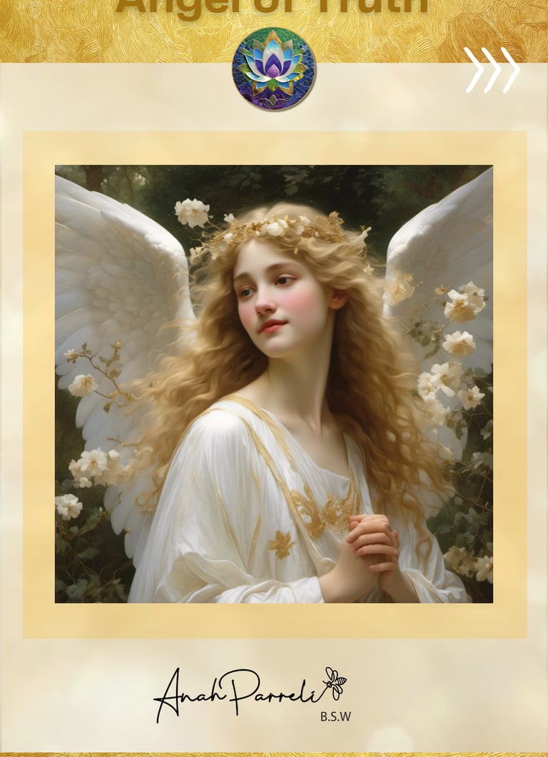 Fairhaired angel of Truth, white and pure, gold and peaceful.