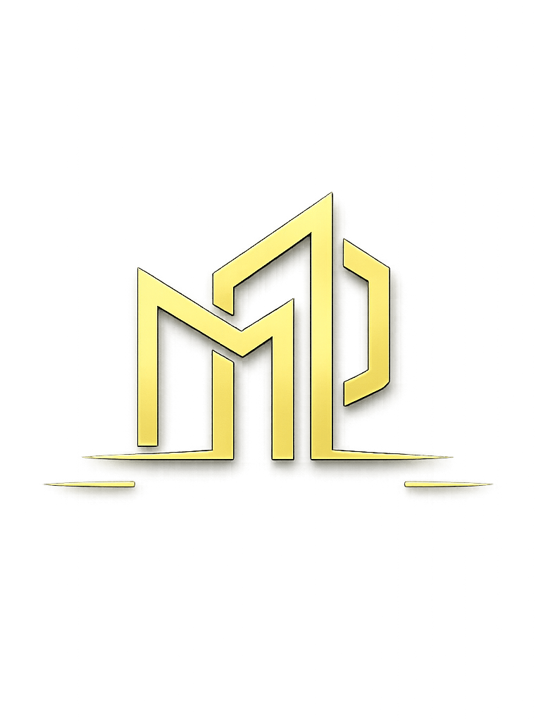 Golden MP monogram logo for Mattoni Projects