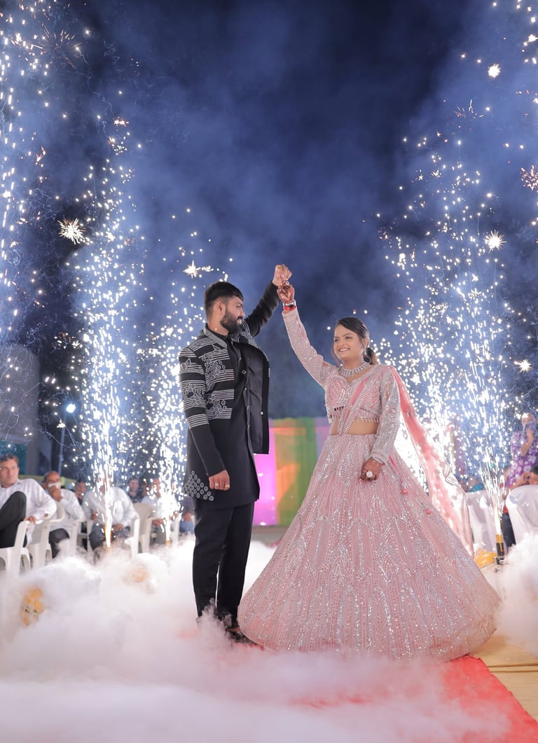 best reception bride and groom entry r&d bridal makeup and studio vadodara