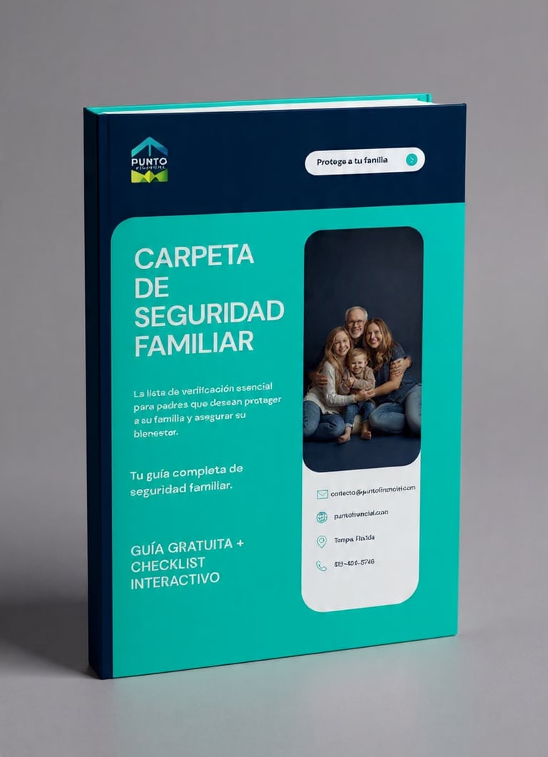 Mockup 3D de Carpeta de Seguridad Familiar de Punto Financial