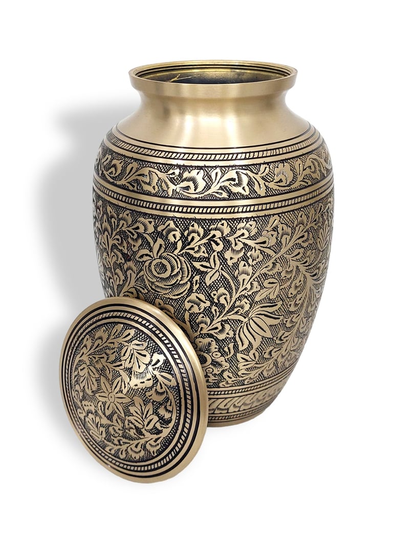 Brass Cremation Urns Flower Designs