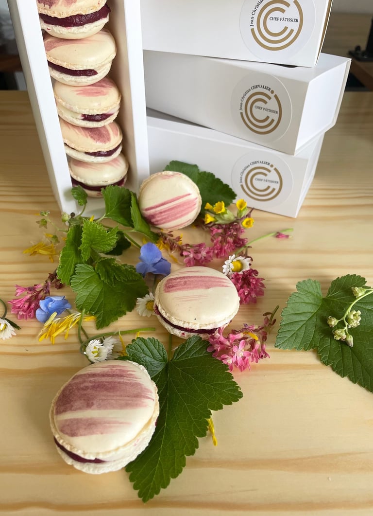 Macarons cassis de bourgogne et chevre / Jean-Christian CHEVALIER / JCC Chef Patissier / CHAROLLES 71